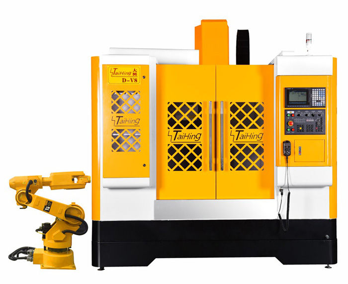 線軌機D-V8（三菱系統(tǒng)）—CNC850三軸線軌機(高速高精密零件立式加工中心機） （帶油霧得理器） 主軸轉(zhuǎn)速達18000轉(zhuǎn) ，帶機械手